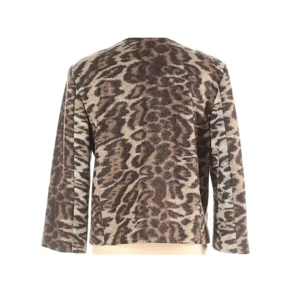 Ann Taylor wool blend animal print blazer jacket 3/4 sleeves size XS EUC side po - Picture 2 of 4